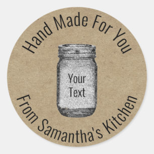 Rustieke Kraft papieren hand gemaakt Mason Jar Jou Ronde Sticker