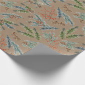 Rustieke Kraft Pine Blue Spruce Cones & Ilex besse Cadeaupapier (Hoek)