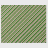 Rustieke Kraft Pine Green Stripes Vakantie Cadeaupapier (Vlak)