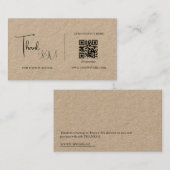 Rustieke Kraft QR code Dank u kaart kortingscode Visitekaartje (Voorkant / Achterkant)