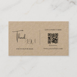 Rustieke Kraft QR code Dank u kaart kortingscode Visitekaartje