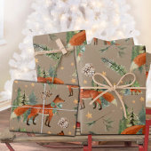 Rustieke Kraft Red Fox in een kerstvakantie bos Inpakpapier Vel