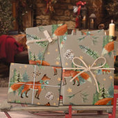 Rustieke Kraft Red Fox in een kerstvakantie bos Inpakpapier Vel