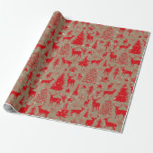 Rustieke Kraft Red Woodland Forest rendieren Cadeaupapier (Uitgerold)