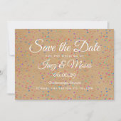 Rustieke Kraft Regenboog Confetti Save the Date (Voorkant)