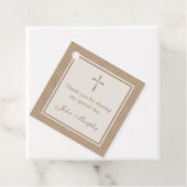 Rustieke Kraft Religieuze Cross Party Bedankjes Labels (In situ)