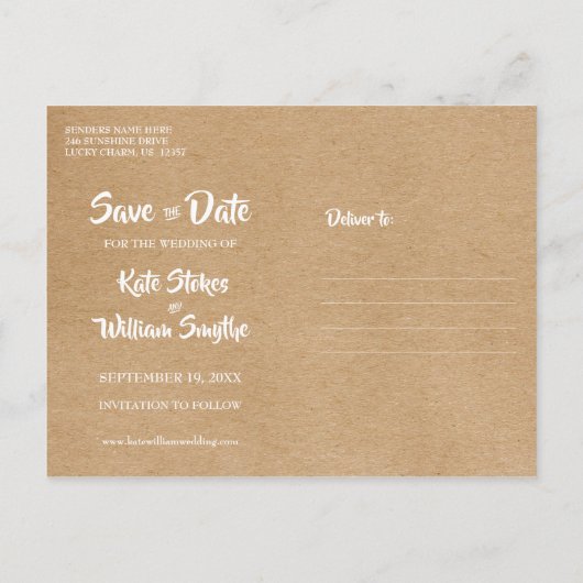 Rustieke Kraft Rode Hart Kalender Save the Date Aankondigingskaart (Achterkant)