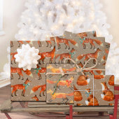 Rustieke Kraft rode vos met bogen en sneeuwvlokken Inpakpapier Vel