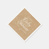 Rustieke kraft roze harten baby shower servet (Hoek)