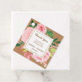 Rustieke Kraft Roze Pioenen Bloemen Bruiloft Dank  Bedankjes Labels (In situ)