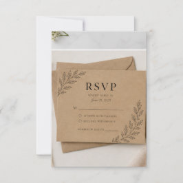 Rustieke Kraft RSVP-kaart, Boho-huwelijksreactieka RSVP Kaartje