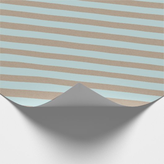 Rustieke Kraft Sage Green Wide Stripe Vakantie Cadeaupapier (Hoek)