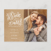 Rustieke Kraft Save the Date Foto Handschrift Briefkaart (Voorkant)