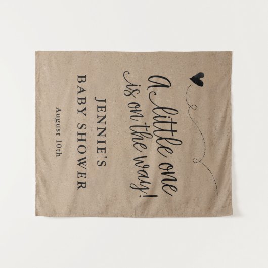Rustieke Kraft Script Baby shower Achtergrond Wandkleed (Voorkant (horizontaal))
