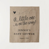 Rustieke Kraft Script Baby shower Achtergrond Wandkleed (Voorkant)