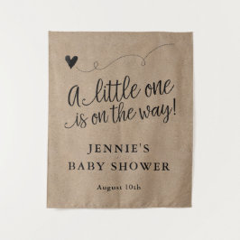 Rustieke Kraft Script Baby shower Achtergrond Wandkleed