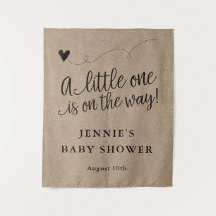 Rustieke Kraft Script Baby shower Achtergrond Wandkleed