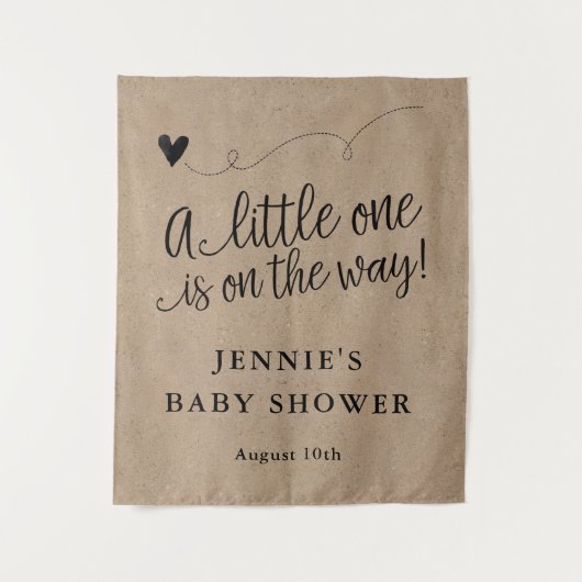 Rustieke Kraft Script Baby shower Achtergrond Wandkleed (Voorkant)