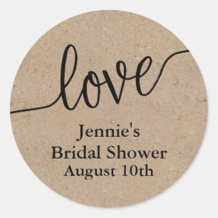 Rustieke Kraft Script Bruiloft Favor Tag Ronde Sticker