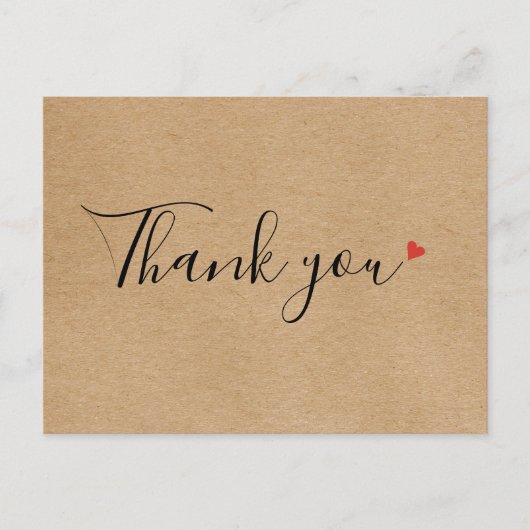 Rustieke Kraft Script Business Dank u Briefkaart (Voorkant)