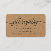 Rustieke Kraft Script Cadeau Registratiekaarten Informatiekaartje (Voorkant)