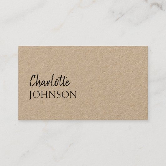Rustieke Kraft Script | Elegante Minimalistische A Visitekaartje (Voorkant)