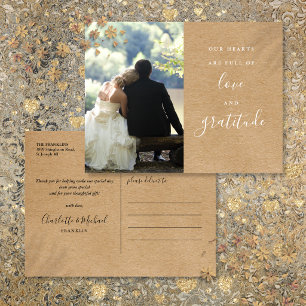 Rustieke Kraft Script Foto Trouw Dank Je Briefkaart
