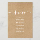 Rustieke Kraft Script Tafel Nummer Stoelindeling Kaart (Achterkant)