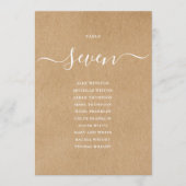 Rustieke Kraft Script Tafel Nummer Zitplaatskaart Kaart (Voorkant)