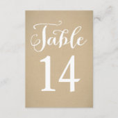 Rustieke Kraft Script Tafelnummerkaart Kaart (Voorkant)