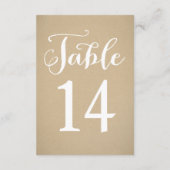 Rustieke Kraft Script Tafelnummerkaart Kaart (Achterkant)