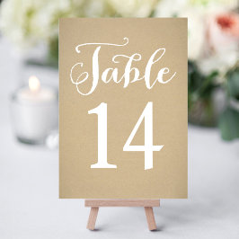 Rustieke Kraft Script Tafelnummerkaart Kaart