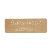 Rustieke Kraft Script Trouwretouradres Etiket (Voorkant)
