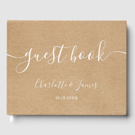 Rustieke Kraft Signature Script Bruiloft Gastenboek (Voorkant)