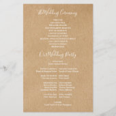 Rustieke Kraft Signature Script Wedding Program (Achterkant)