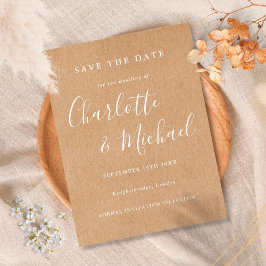 Rustieke Kraft Signature Trouwkaart 'Save the Date Briefkaart