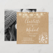 Rustieke Kraft Snaar Licht Metselaars Pot Huwelijk Kaart (Voorkant / Achterkant)