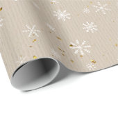 Rustieke Kraft Sneeuwvlok Kerstmis Cadeaupapier (Rol Hoek)