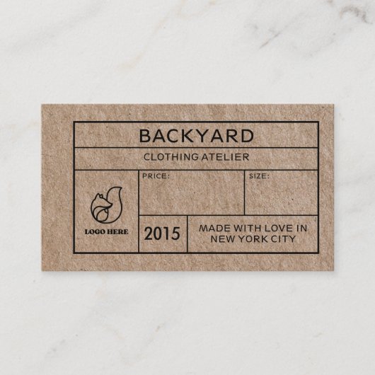 Rustieke Kraft Social Media Iconen Kleding Hang La Visitekaartje (Voorkant)