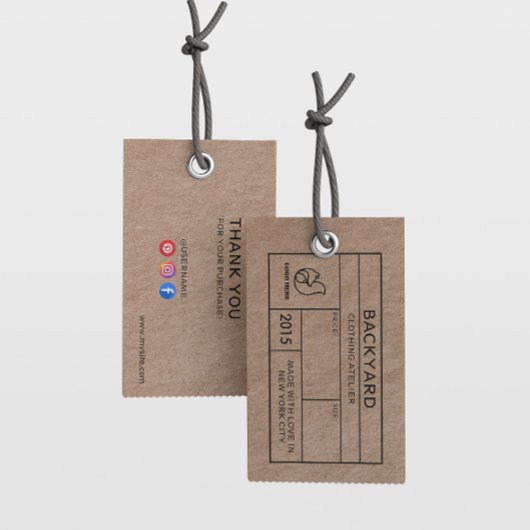 Rustieke Kraft Social Media Iconen Kleding Hang La Visitekaartje