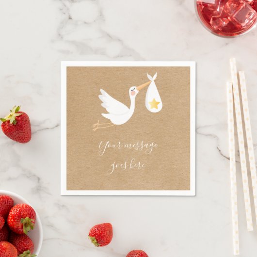 Rustieke Kraft Speciale Bezorging Ooievaar Baby Sh Servet (Insitu)