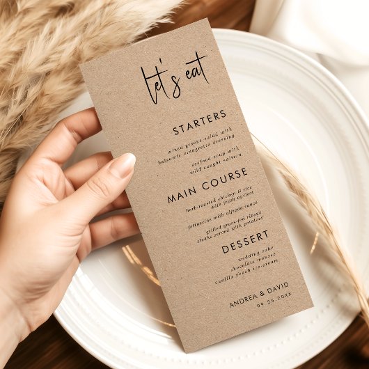 Rustieke Kraft Stijl Laten we Eten Script Eenvoudi Menu