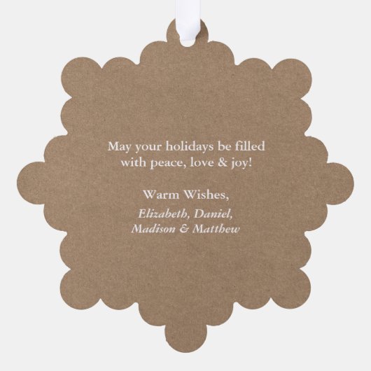 Rustieke Kraft stijl Merry Christmas Foto Ornament Kaart (Achterkant)