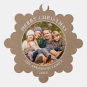 Rustieke Kraft stijl Merry Christmas Foto Ornament Kaart (Voorkant)