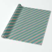 Rustieke Kraft stoffige Blauwgroen Green Wide Stri Cadeaupapier (Uitgerold)