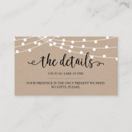 Rustieke kraft string lichten, Onze Details, websi Informatiekaartje