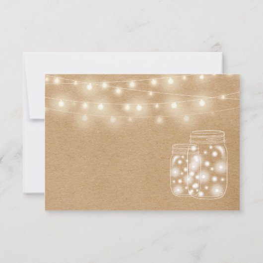 Rustieke Kraft String Lights Mason Jars RSVP-kaart RSVP Kaartje (Achterkant)