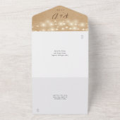 Rustieke Kraft String Lights QR Code Bruiloft All In One Uitnodiging (Buitenkant)