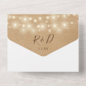 Rustieke Kraft String Lights QR Code Bruiloft All In One Uitnodiging (Achterkant)