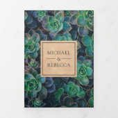 Rustieke Kraft Succulenten Foto Collage Bruiloft Drieluik Uitnodiging (Cover)